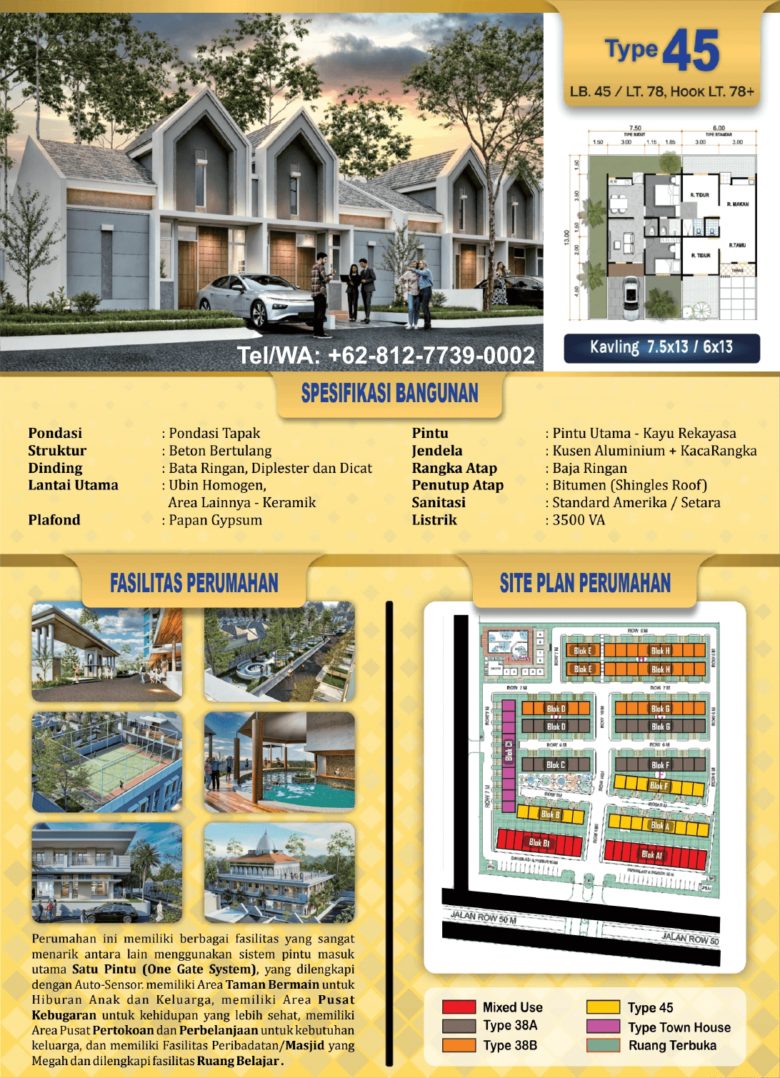 Gambar Rumah Type 45 Cluster Sofiya Residence Sofiya Group Kabil Punggur Batam Tel/WA: 0812-7739-0002